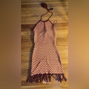 Orange and White Halter Top Lush Dress